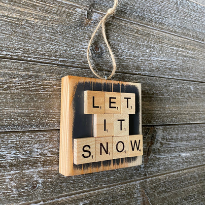 Christmas Decor - Let it Snow Ornament - Charcoal Gray