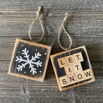 Christmas Decor - Let it Snow Ornament - Charcoal Gray
