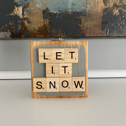 Christmas Decor - Let it Snow Ornament - Light Gray