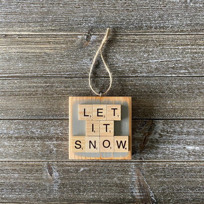 Christmas Decor - Let it Snow Ornament - Light Gray