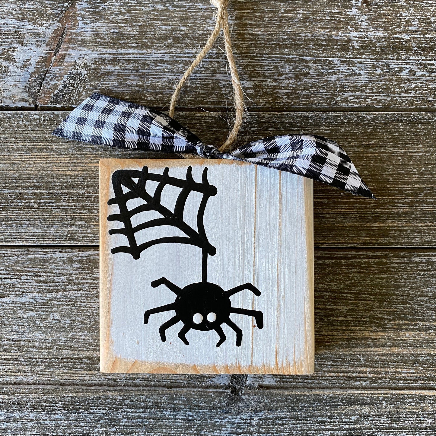 Halloween Decor - White and Black Spider Ornament