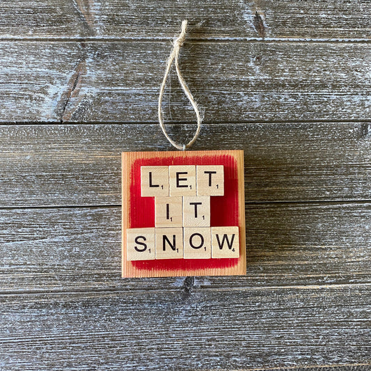 Christmas Decor - Let it Snow Ornament - Bright Red