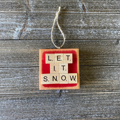 Christmas Decor - Let it Snow Ornament - Bright Red