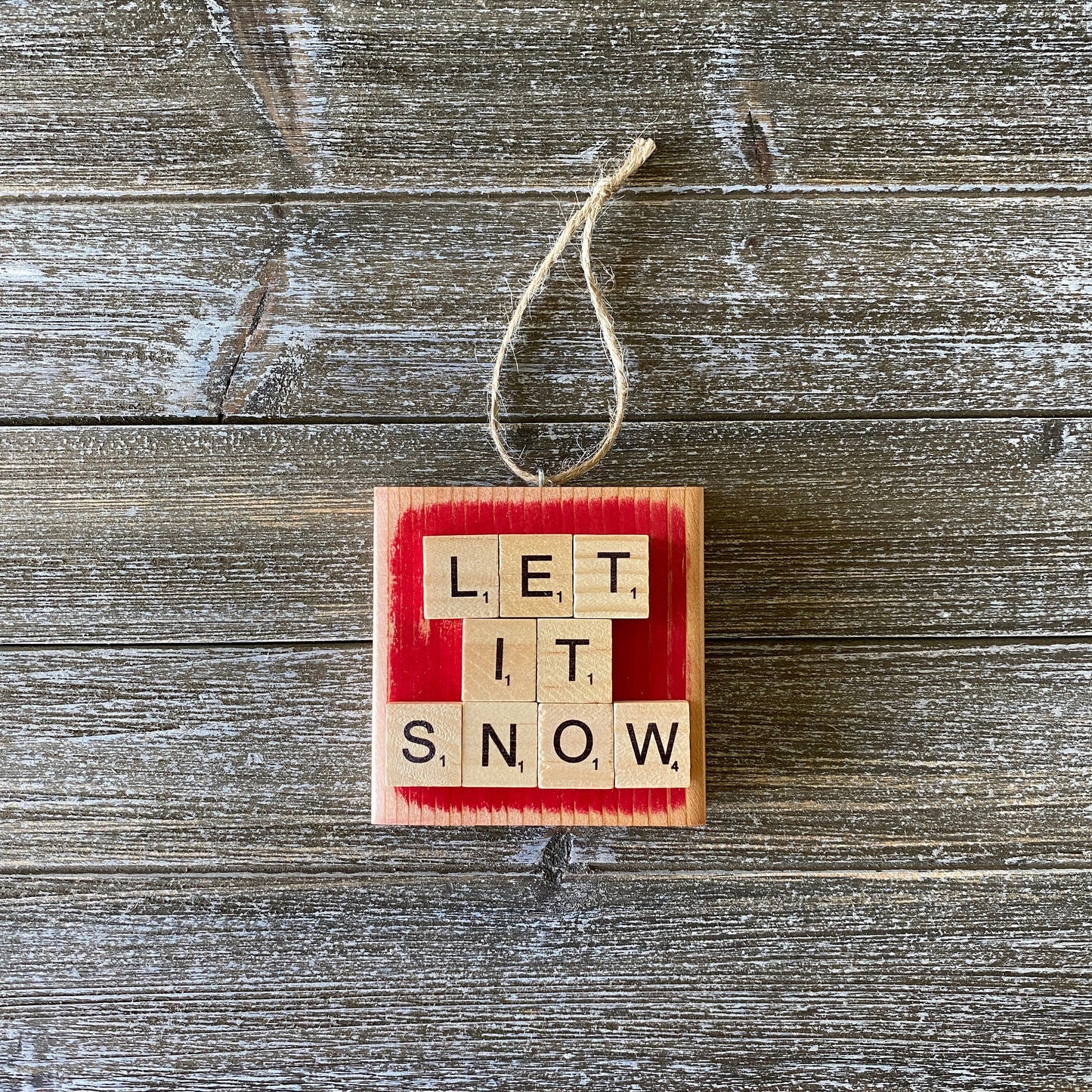 Christmas Decor - Let it Snow Ornament - Bright Red