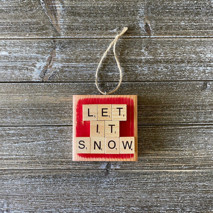 Christmas Decor - Let it Snow Ornament - Bright Red