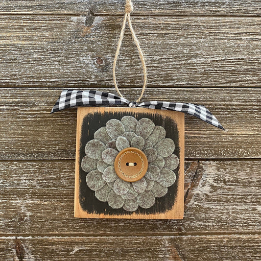 Felt Flower Ornament - Black and Light Blue Flower Decor