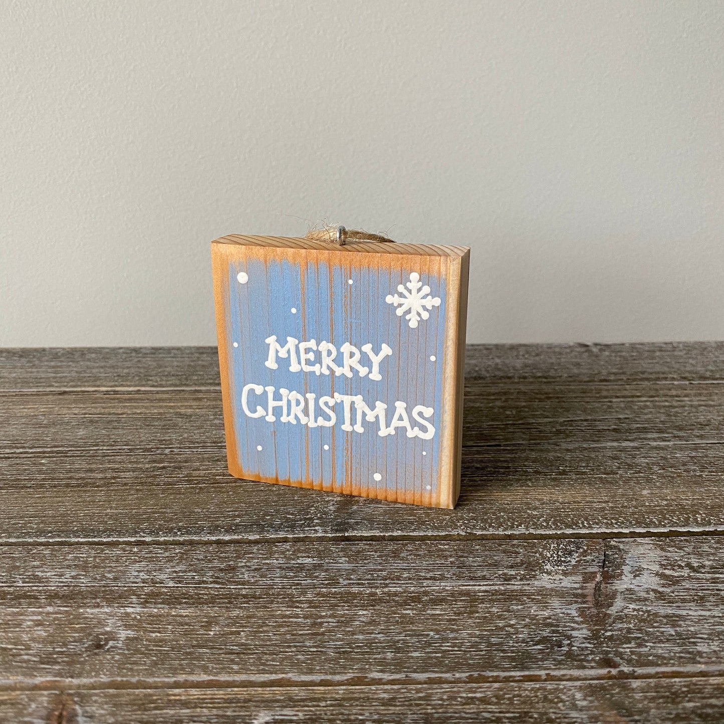 Christmas Decor - Merry Christmas Ornament - Light Blue