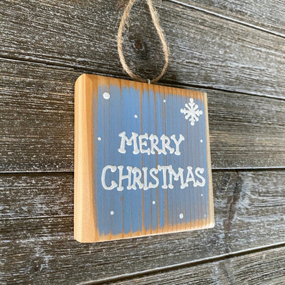 Christmas Decor - Merry Christmas Ornament - Light Blue