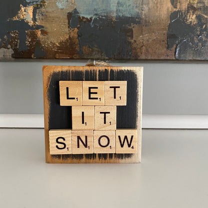 Christmas Decor - Let it Snow Ornament - Charcoal Gray
