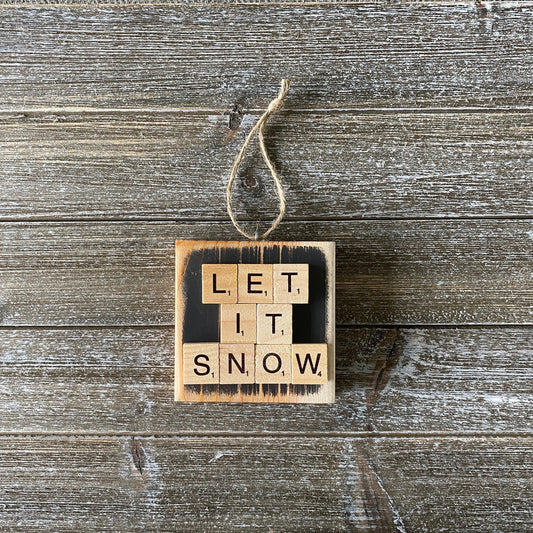 Christmas Decor - Let it Snow Ornament - Charcoal Gray