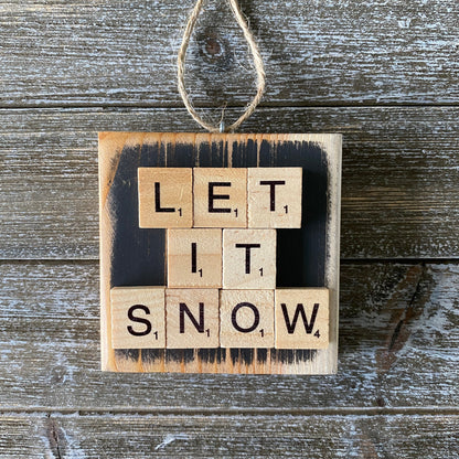 Christmas Decor - Let it Snow Ornament - Charcoal Gray
