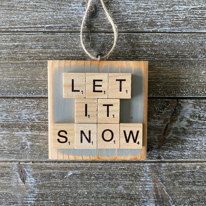 Christmas Decor - Let it Snow Ornament - Light Gray