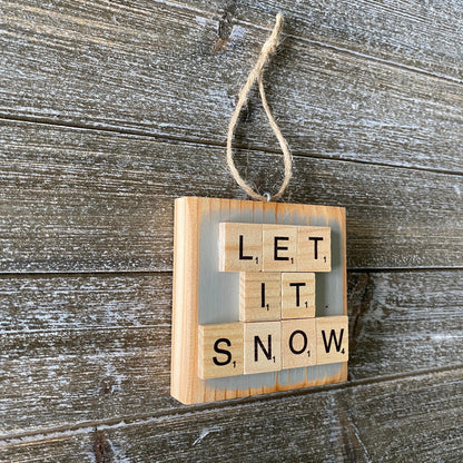 Christmas Decor - Let it Snow Ornament - Light Gray