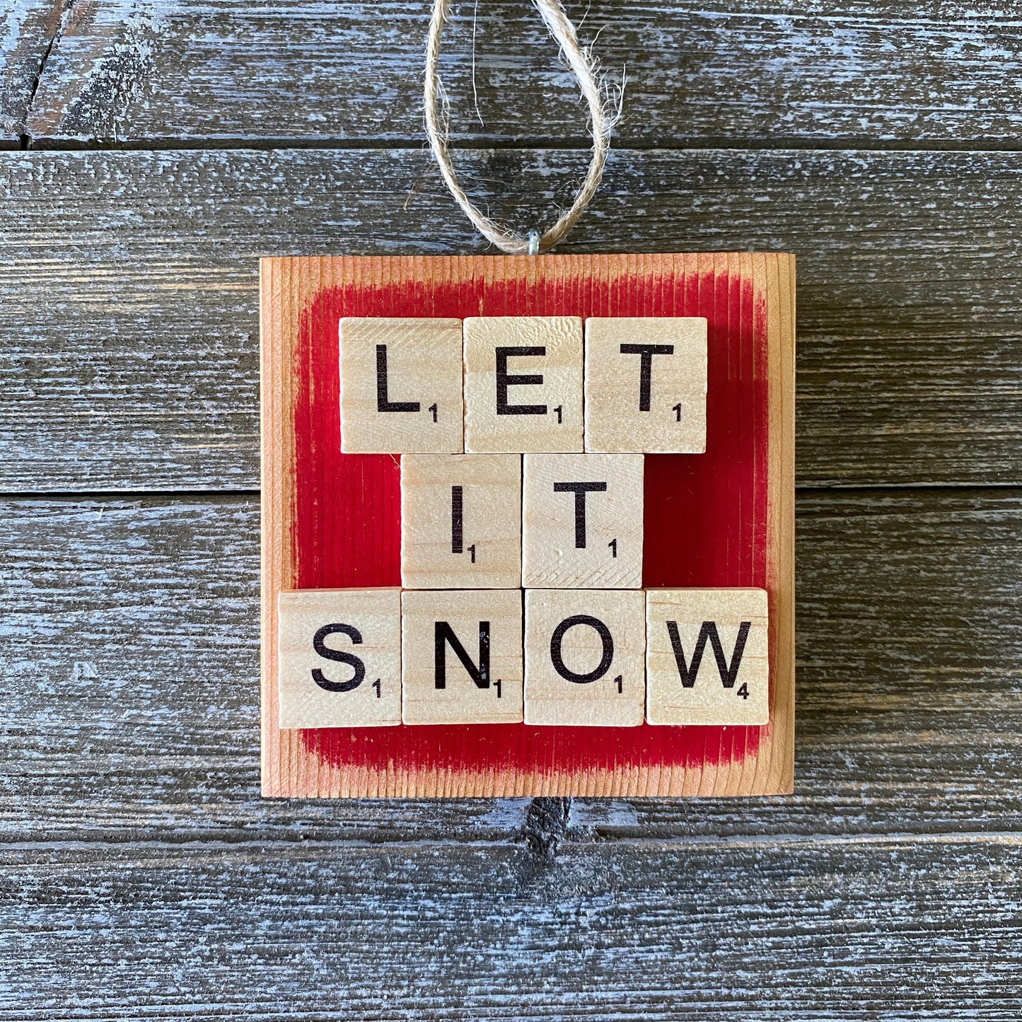 Christmas Decor - Let it Snow Ornament - Bright Red
