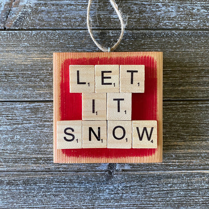Christmas Decor - Let it Snow Ornament - Bright Red