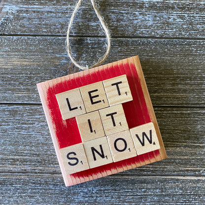 Christmas Decor - Let it Snow Ornament - Bright Red