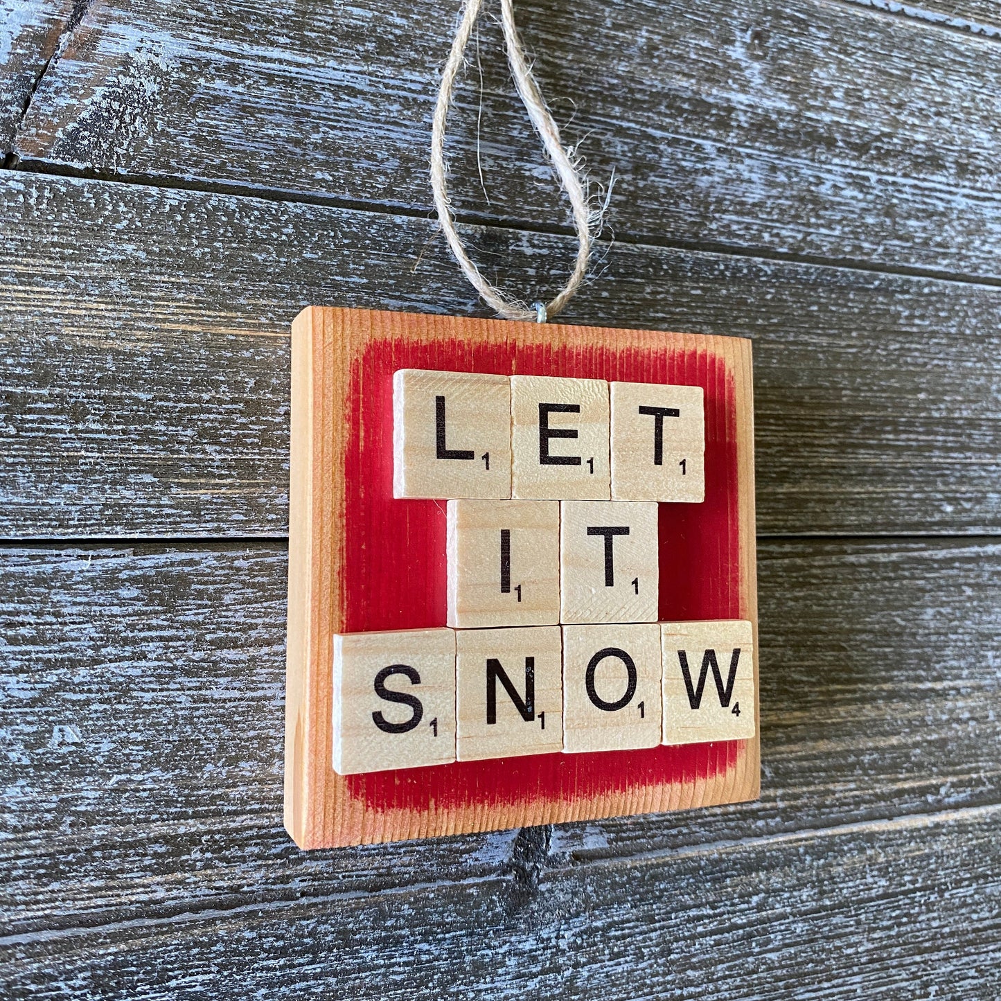Christmas Decor - Let it Snow Ornament - Bright Red