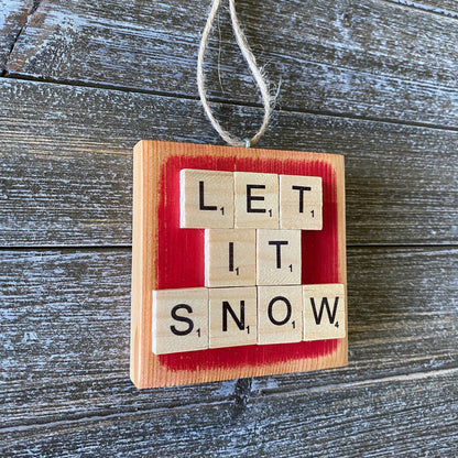 Christmas Decor - Let it Snow Ornament - Bright Red