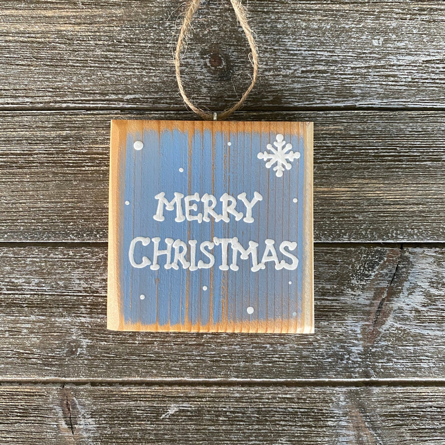 Christmas Decor - Merry Christmas Ornament - Light Blue