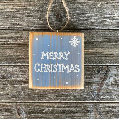 Christmas Decor - Merry Christmas Ornament - Light Blue