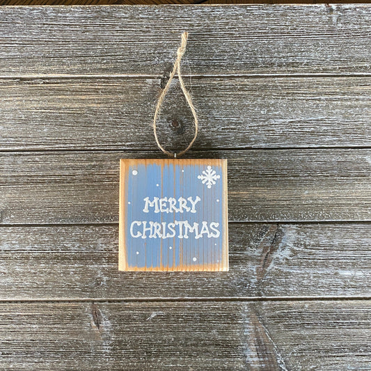 Christmas Decor - Merry Christmas Ornament - Light Blue