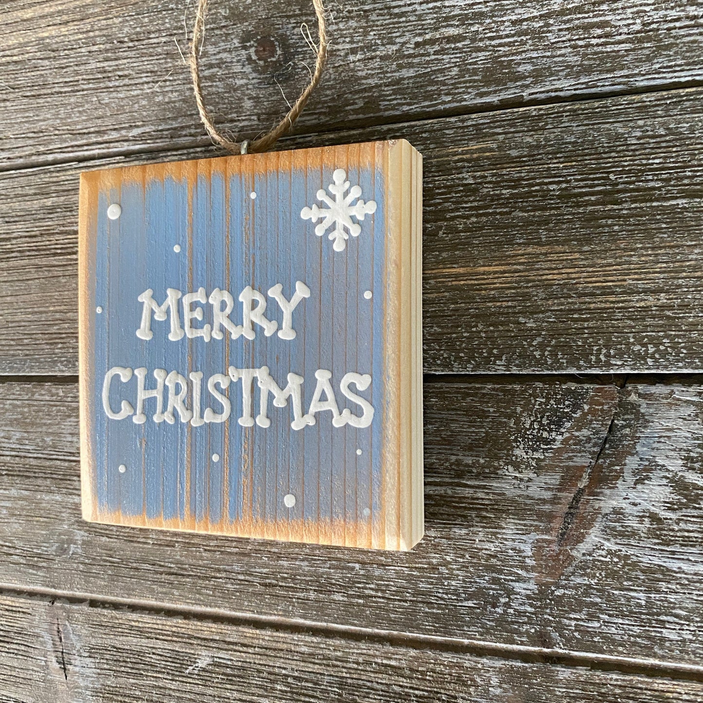 Christmas Decor - Merry Christmas Ornament - Light Blue