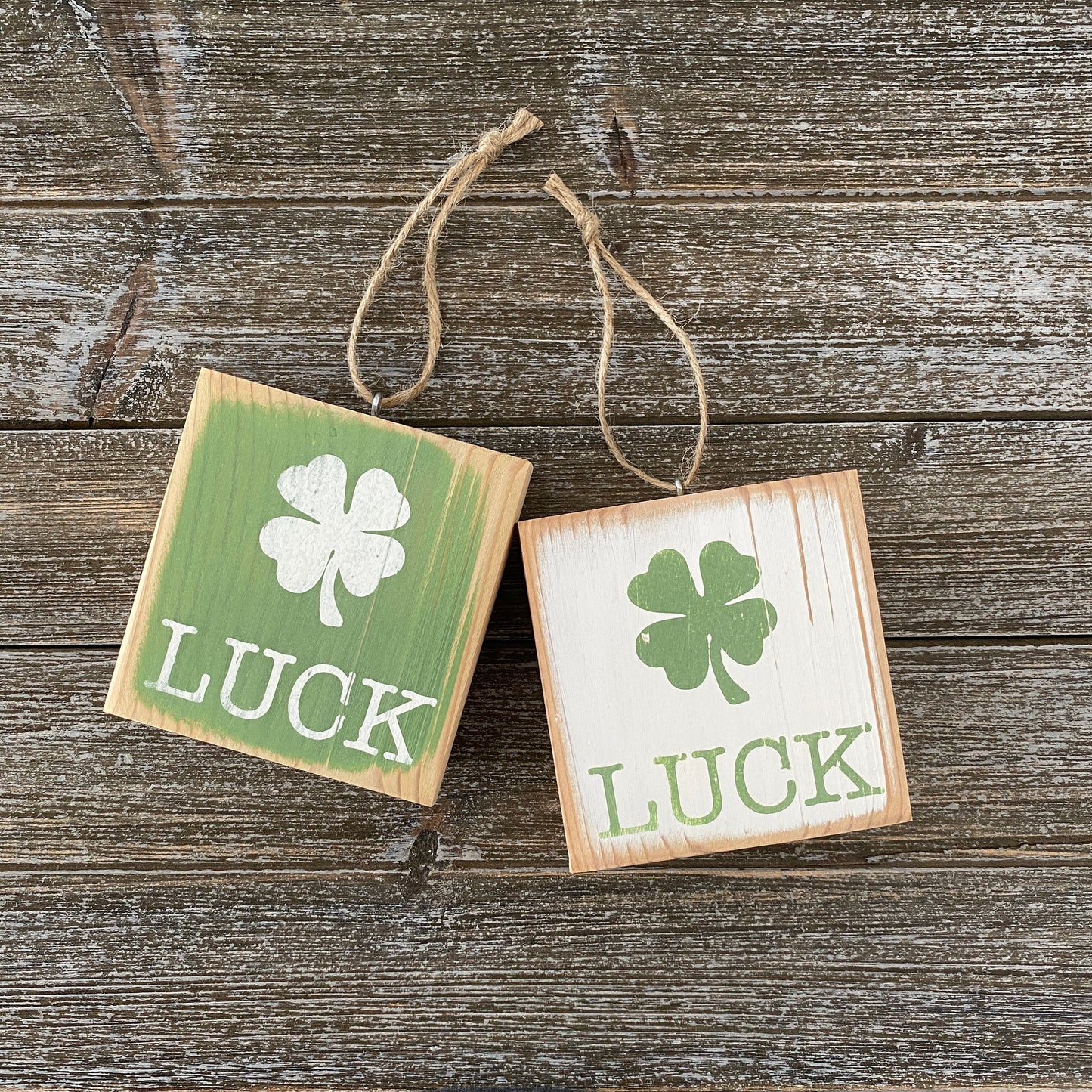 St Patrick’s Day Decor - St Patty’s Tiered Tray Decor - Luck Ornament with Four Leaf Clover
