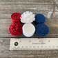 Felt Flower Embellishments for Crafts - Red White and Blue Flowers - Variety Pack
