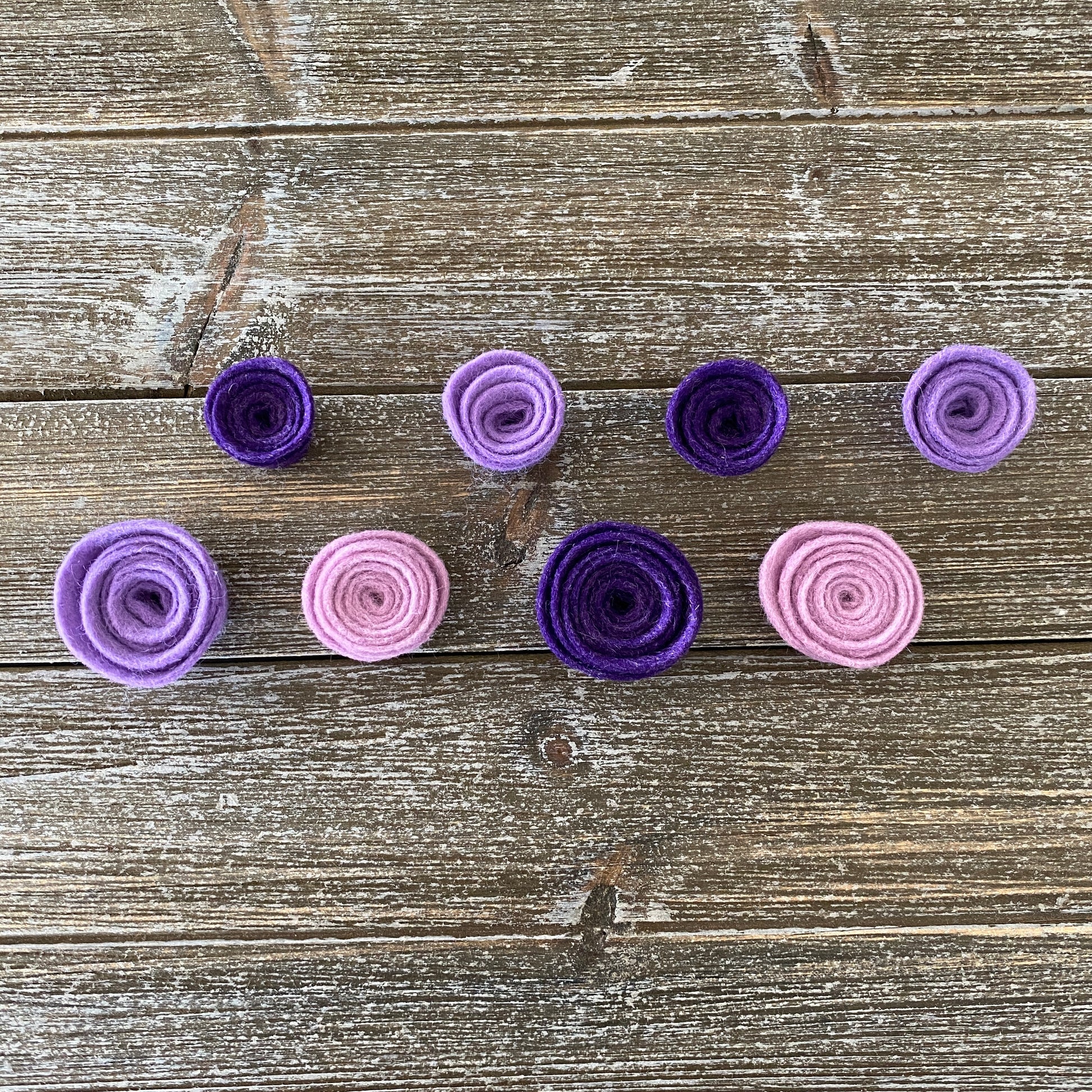 Felt Flower Embellishments for Crafts - Purple Flowers - Variety Pack