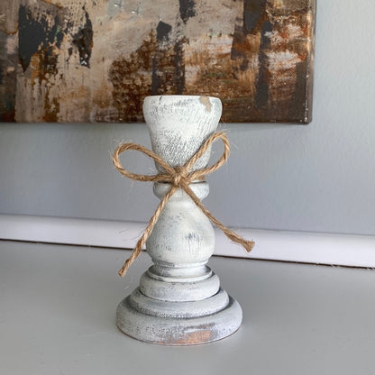 Farmhouse Decor - Candlestick Holders - Gray and White