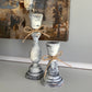 Farmhouse Decor - Candlestick Holders - Gray and White