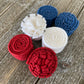 Felt Flower Embellishments for Crafts - Red White and Blue Flowers - Variety Pack