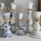 Farmhouse Decor - Candlestick Holders - Gray and White