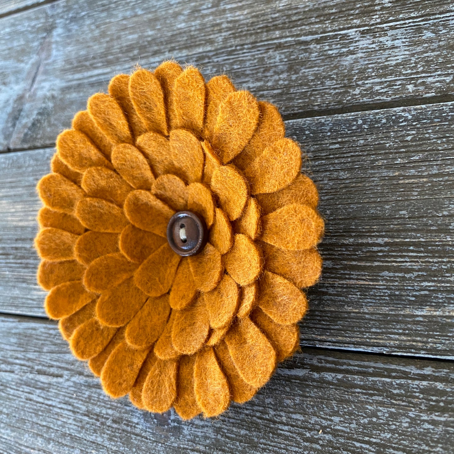 Felt Flower Embellishments for Crafts - Orange Flower with Wood Button - Large