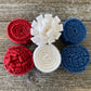 Felt Flower Embellishments for Crafts - Red White and Blue Flowers - Variety Pack