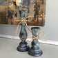 Farmhouse Decor - Candlestick Holders - Gray and White