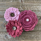 Felt Flower Embellishments for Crafts - Light Purple Flower with Wood Button - Small