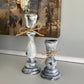 Farmhouse Decor - Candlestick Holders - Gray and White