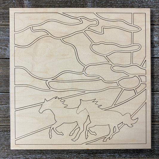DIY Kit - Paintable Wood Wild Horses