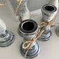 Farmhouse Decor - Candlestick Holders - Gray and White
