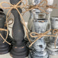 Farmhouse Decor - Candlestick Holders - Gray and White